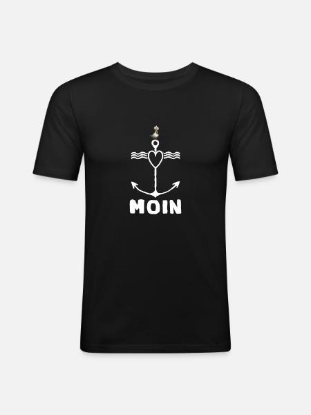 Mouette Ancre Moin - T-shirt près du corps Homme - noir