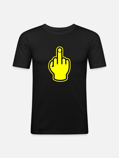 Middle Finger Hand Provocative - Men's Slim Fit T-Shirt - black