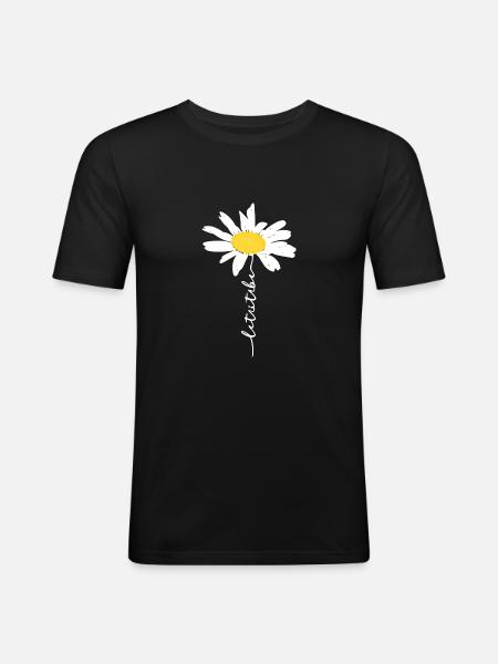 Daisies - Wild herbs - Nature - Sustainable - Men's Slim Fit T-Shirt - black