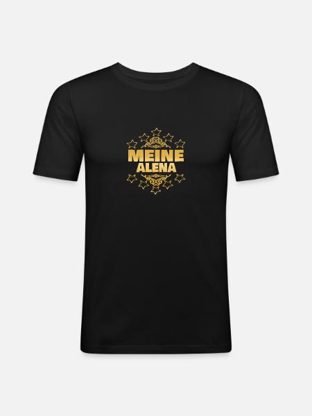 Ehefrau Alena - Männer Slim Fit T-Shirt - Schwarz