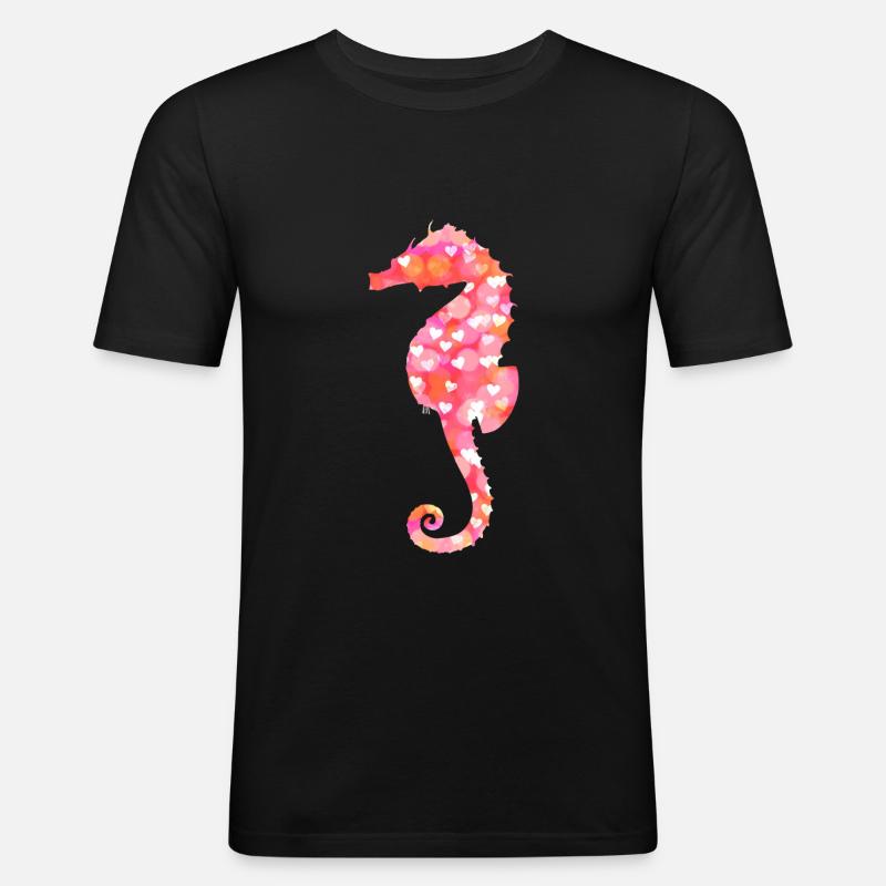 Seepferdchen - Männer Slim Fit T-Shirt - Schwarz