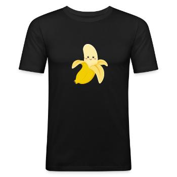 Banane - T-shirt près du corps Homme - noir - Devant - Nik (191cm)