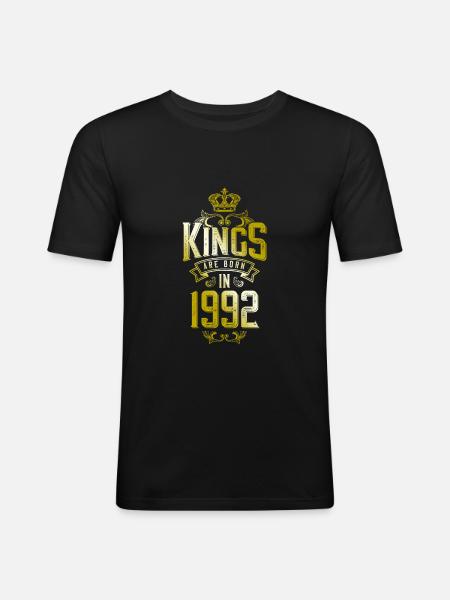 kings are born 1992 - Men's Slim Fit T-Shirt - black