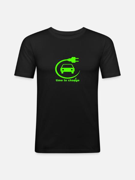 time to change - Männer Slim Fit T-Shirt - Schwarz