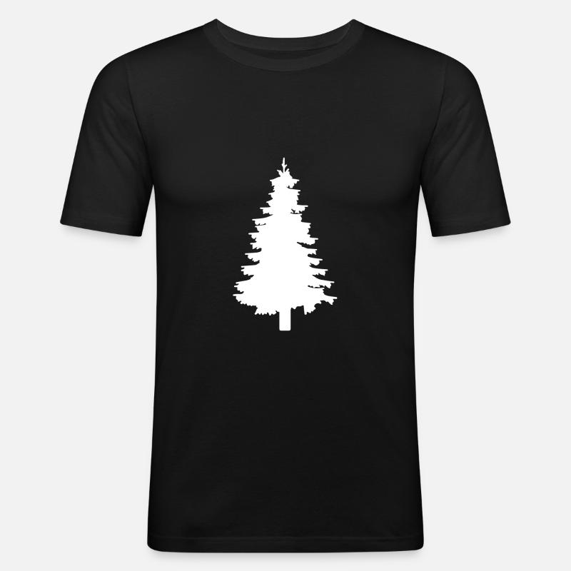 Tanne Baum - Männer Slim Fit T-Shirt - Schwarz