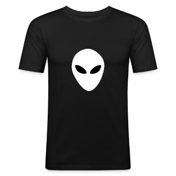 Tête extraterrestre - T-shirt près du corps Homme - noir - Devant - Nik (191cm)