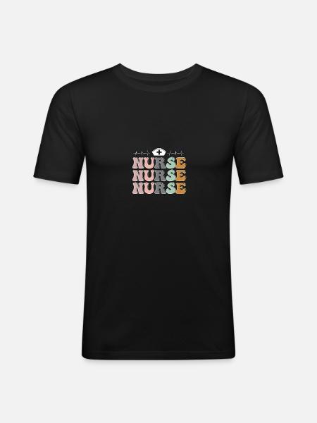 Nurse Krankenschwester Groovy - Männer Slim Fit T-Shirt - Schwarz