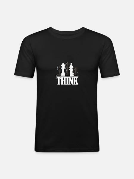 Pensez aux joueurs d’échecs - T-shirt près du corps Homme - noir