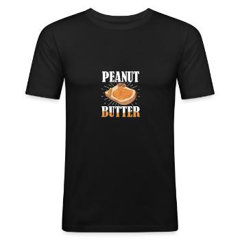 Beurre de cacahuète Erdnussbutter - T-shirt près du corps Homme - noir - Devant - Nik (191cm)