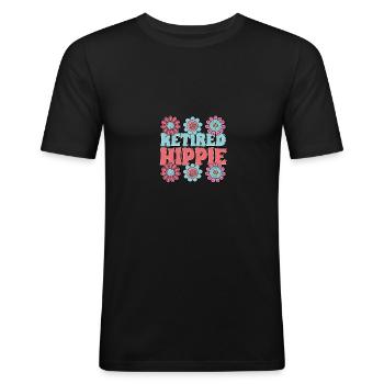Retired Hippie Seventies Hippie Hippy - Men's Slim Fit T-Shirt - black - Front - Nik (191cm)