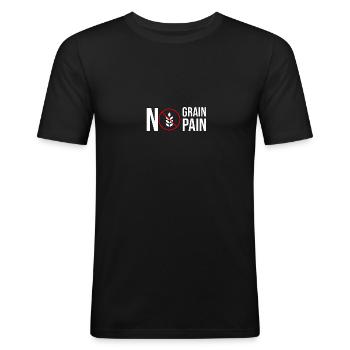 No Grain No Pain Gluten Frei Awareness Zöliakie - Männer Slim Fit T-Shirt - Schwarz - Vorne - Nik (191cm)