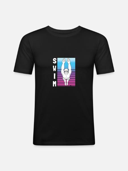 SWIM Svømning Retro Vintage For Mænd Kvinder - Herre Slim Fit T-Shirt - sort
