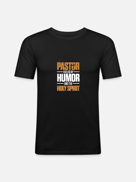 Præst drevet af humor for præster - Herre Slim Fit T-Shirt - sort