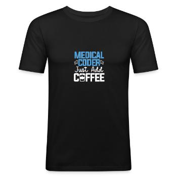 Medical Coder Add Coffee for Medical - Men's Slim Fit T-Shirt - black - Front - Nik (191cm)