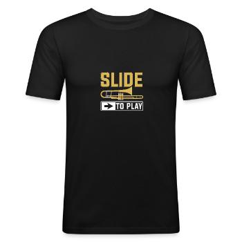 Slide To Play Trombone pour trombonistes - T-shirt près du corps Homme - noir - Devant - Nik (191cm)