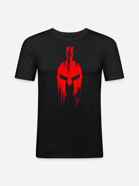 Sparta Helmet Red - Men's Slim Fit T-Shirt - black