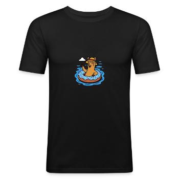 Alpaca with Donut Swim Ring Funny Animals Kids - Men's Slim Fit T-Shirt - black - Front - Nik (191cm)