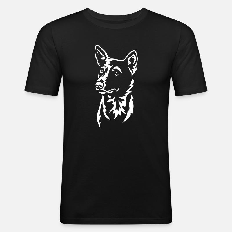 Basenji Kopf "BlackEdition" - Männer Slim Fit T-Shirt - Schwarz