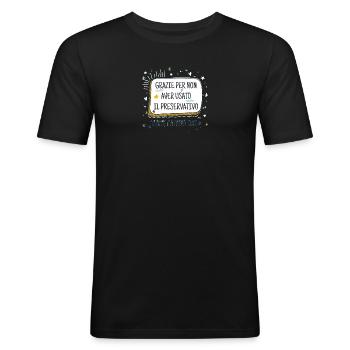 Daddy and Condom Humor - Men's Slim Fit T-Shirt - black - Front - Nik (191cm)