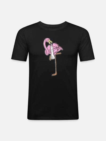 Flamingo Chess Piece King Chess - Men's Slim Fit T-Shirt - black