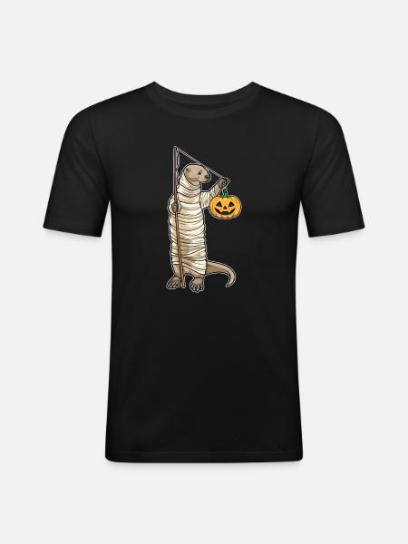 Otter Halloween Fishing - Men's Slim Fit T-Shirt - black