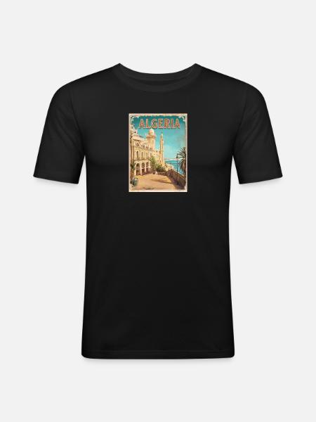 Algeria Coastal Historical View - Men's Slim Fit T-Shirt - black