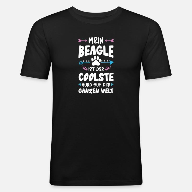 beagle hund spruch - Männer Slim Fit T-Shirt - Schwarz