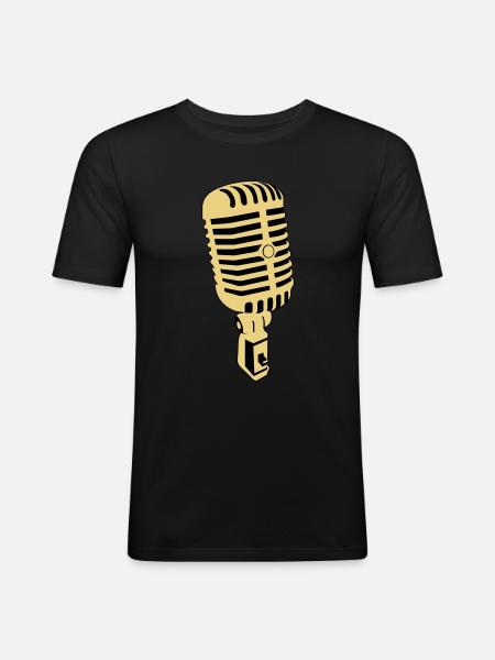 microphone - T-shirt près du corps Homme - noir