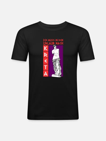 Kreta Urlaubsgeschenke - Männer Slim Fit T-Shirt - Schwarz