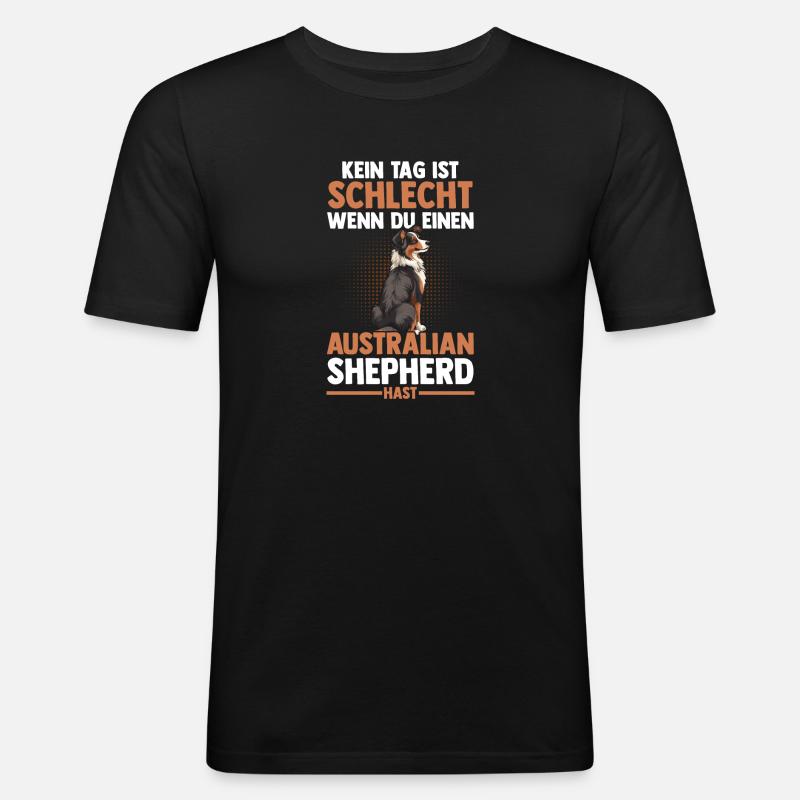 Australian Shepherd Hund Aussie - Männer Slim Fit T-Shirt - Schwarz