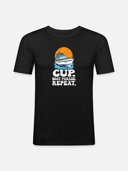 Motorboating Drinking Party Cup Boat Parade - Männer Slim Fit T-Shirt - Schwarz