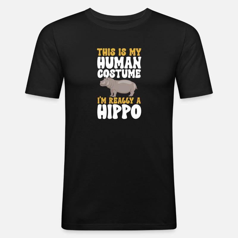 Flusspferd Nilpferd - Männer Slim Fit T-Shirt - Schwarz