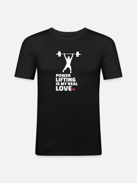 I love powerlifting - Men's Slim Fit T-Shirt - black