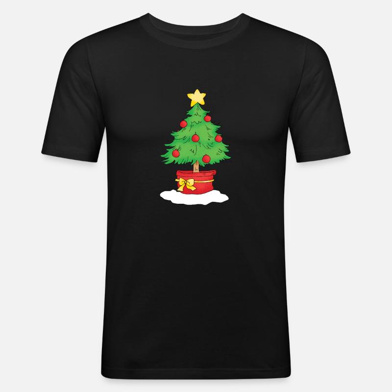 Christmas Tree - Männer Slim Fit T-Shirt - Schwarz