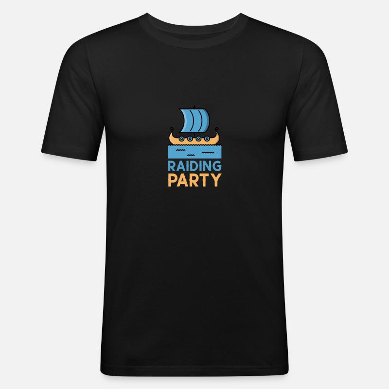 wikinger überfall - Männer Slim Fit T-Shirt - Schwarz