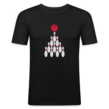 Bowling Kegeln Conception de boules - T-shirt près du corps Homme - noir - Devant - Nik (191cm)