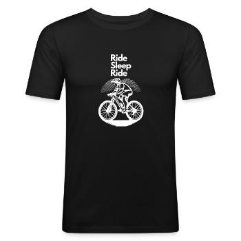 Ride Sleep Ride - T-shirt près du corps Homme - noir - Devant - Nik (191cm)