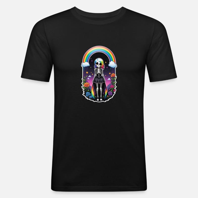 Halloween - Rock & Regenbogen - Männer Slim Fit T-Shirt - Schwarz