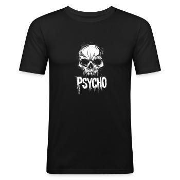 Psycho Skull - Men's Slim Fit T-Shirt - black - Front - Nik (191cm)