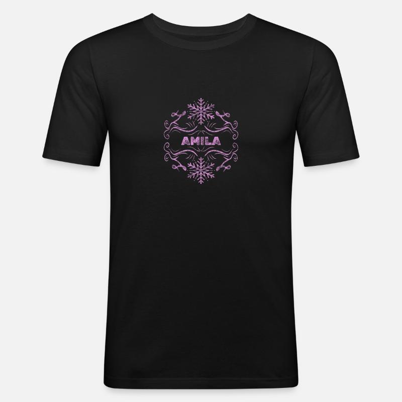 Amila als Ehefrau - Männer Slim Fit T-Shirt - Schwarz