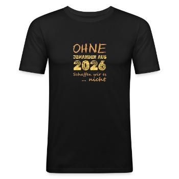 Schaffen 2026 - Männer Slim Fit T-Shirt - Schwarz - Vorne - Nik (191cm)