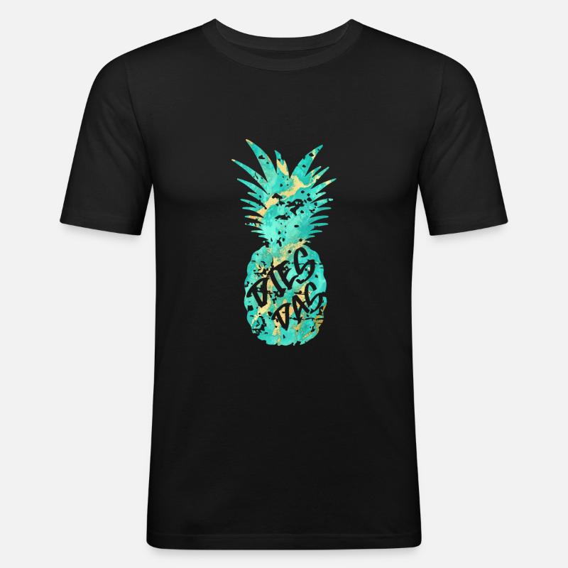 DIES DAS ANANAS - Männer Slim Fit T-Shirt - Schwarz