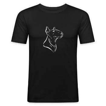 Bull terrier witte aanpasbare terriër - Mannen slim fit T-shirt - zwart - Voor - Nik (191cm)