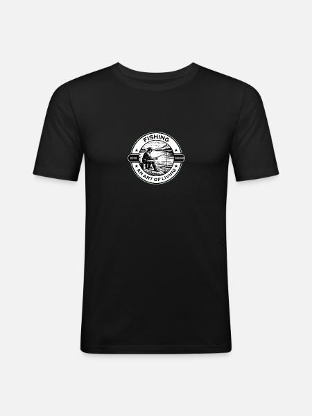 Fischen, eine Lebensweise - Männer Slim Fit T-Shirt - Schwarz