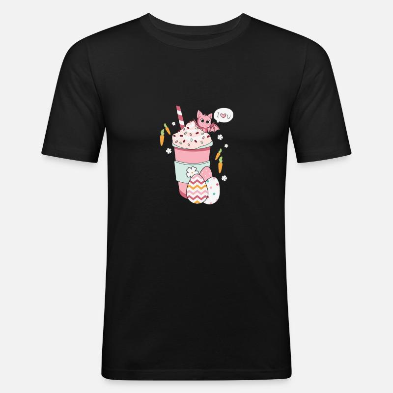 BOW Ostern Chibi Cup 02 - Männer Slim Fit T-Shirt - Schwarz