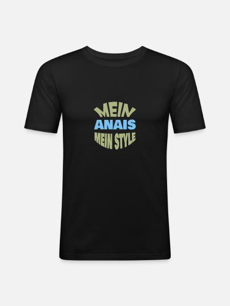 Anais - Männer Slim Fit T-Shirt - Schwarz