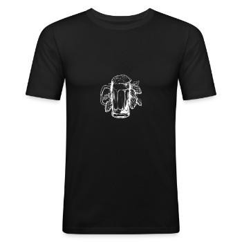 Bierglas Hopfen Malz Bier - Männer Slim Fit T-Shirt - Schwarz - Vorne - Nik (191cm)