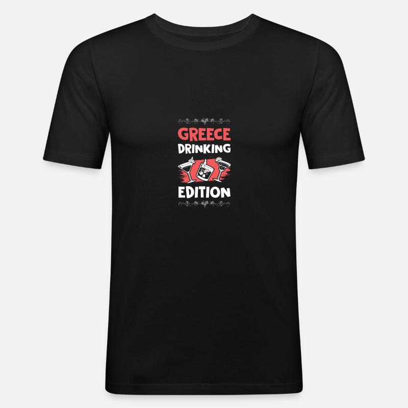 Greece Drinking Edition - Männer Slim Fit T-Shirt - Schwarz