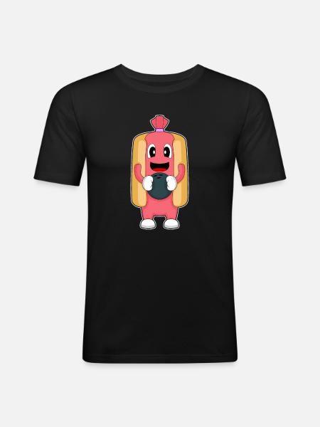 Hotdog Bowling Bowling Ball - Men's Slim Fit T-Shirt - black