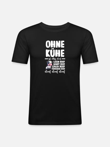 Kuh Landwirt Bauernhof Kühe - Männer Slim Fit T-Shirt - Schwarz